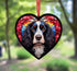 Cocker Spaniel Black & White Stained Glass Effect Heart Suncatcher